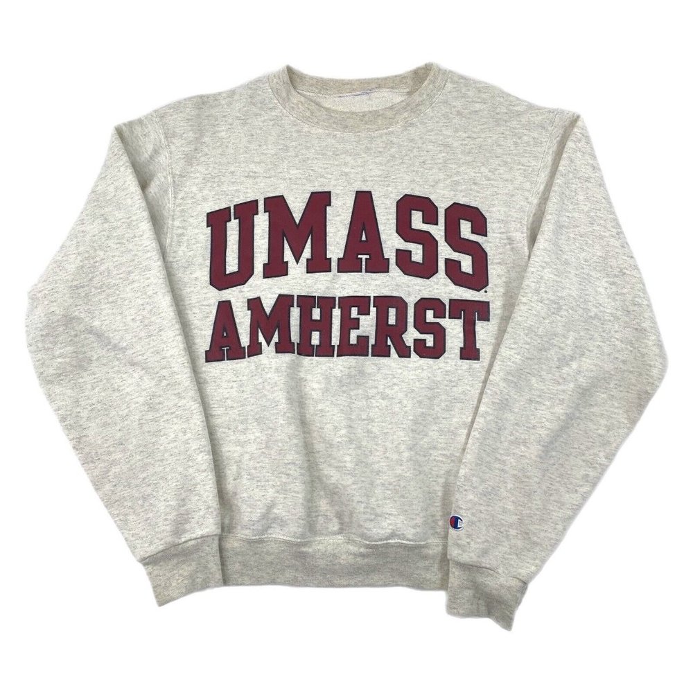 Vintage Umass Minutemen Sweatshirt Crewneck NCAA Size M Gray 1990s